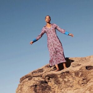 J Crew Collection Floral Crown Long Sleeve Maxi Dress